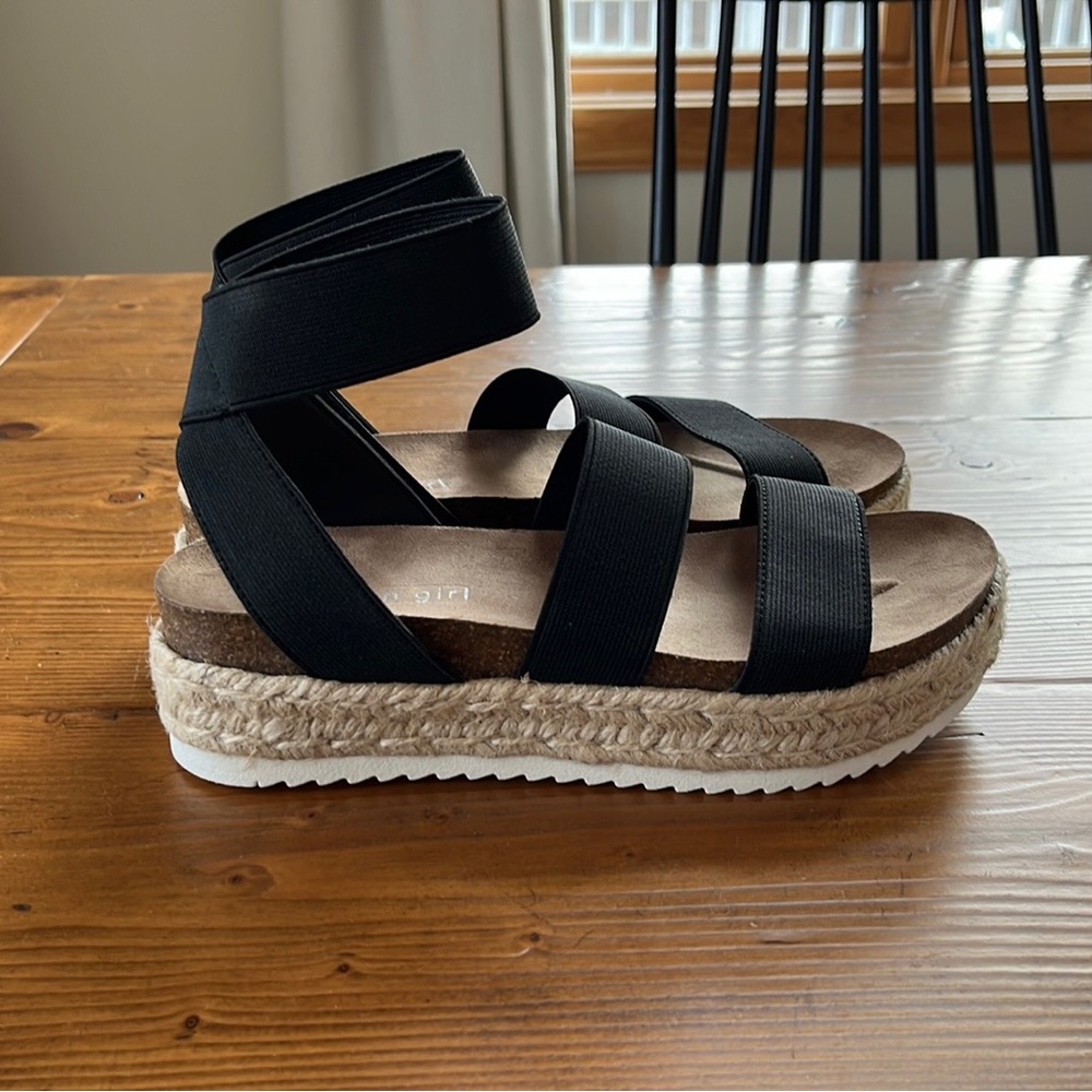 Steve Madden Girl espadrille black strappy sandals. Brand new in box. Never worn